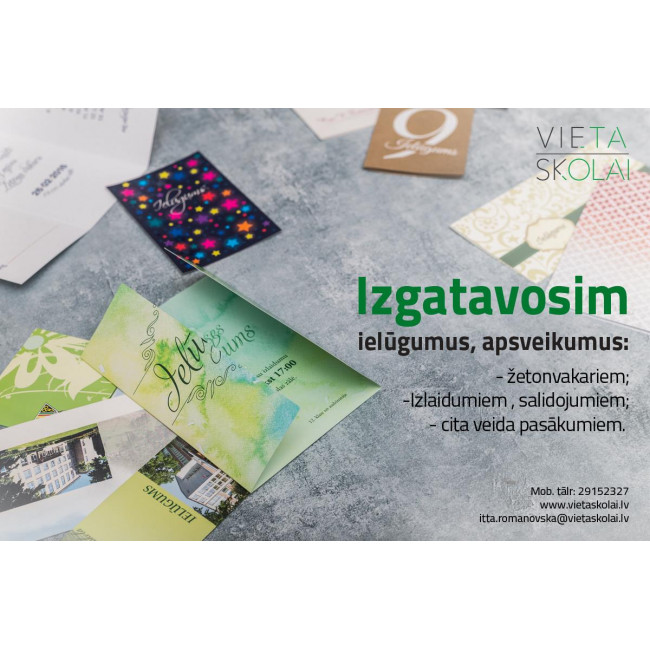 Ielūgumi, apsveikumi un vizītkartes